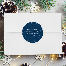 Sticker Rond Bright Stars Navy Holiday Adresse de retour