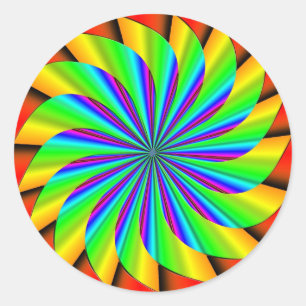 Sticker Rond Brillant coloré Pinwheel Fractal
