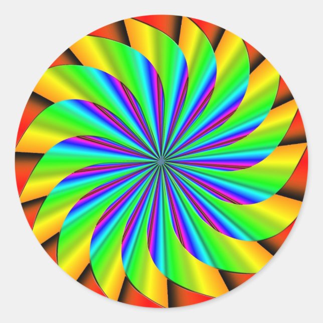 Sticker Rond Brillant coloré Pinwheel Fractal (Devant)