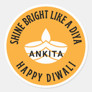 Sticker Rond Brillant comme un Diya personnalisable