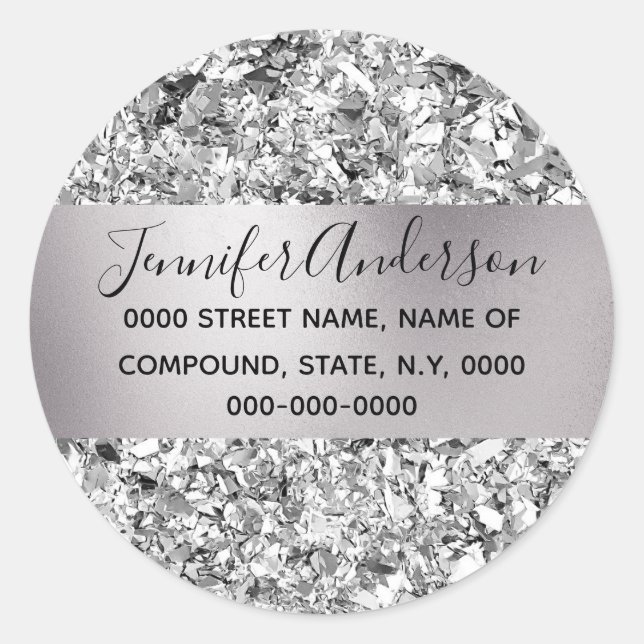 Sticker Rond Brillant en aluminium brillant en feuille d'argent (Devant)