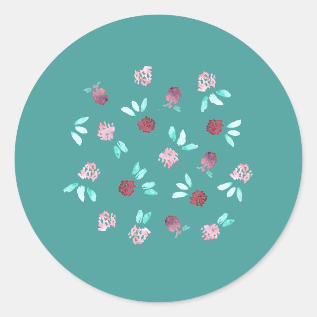 Sticker rond brillant Fleurs de trèfle (Devant)