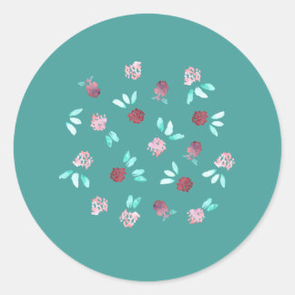 Sticker rond brillant Fleurs de trèfle