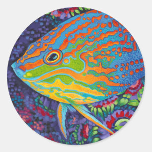 Sticker Rond Brillant poisson tropical I