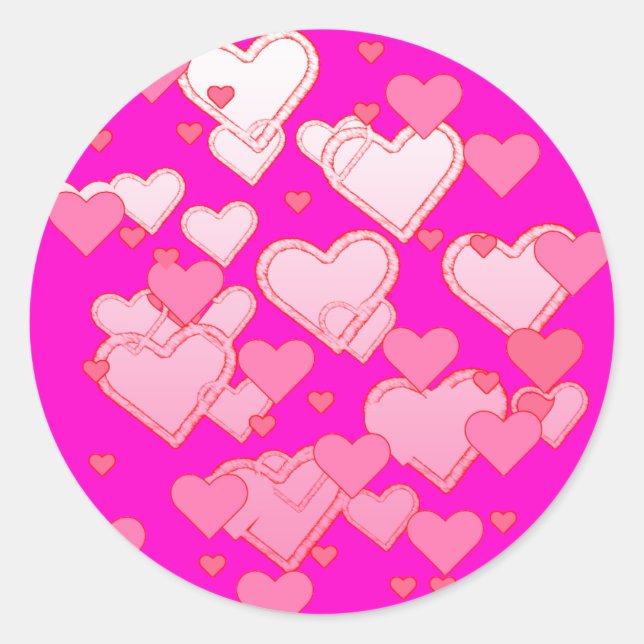 Sticker Rond Brillante aspersion des coeurs en chute (Devant)