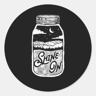 Sticker Rond Brille Sur La Lune Jar Moon Mountains