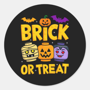 Sticker Rond Brique Ou Traiter Halloween Master Builder Blocks