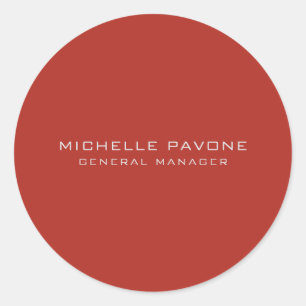 Sticker Rond Brique Rouge & Gris Simple Élégant Professionnel