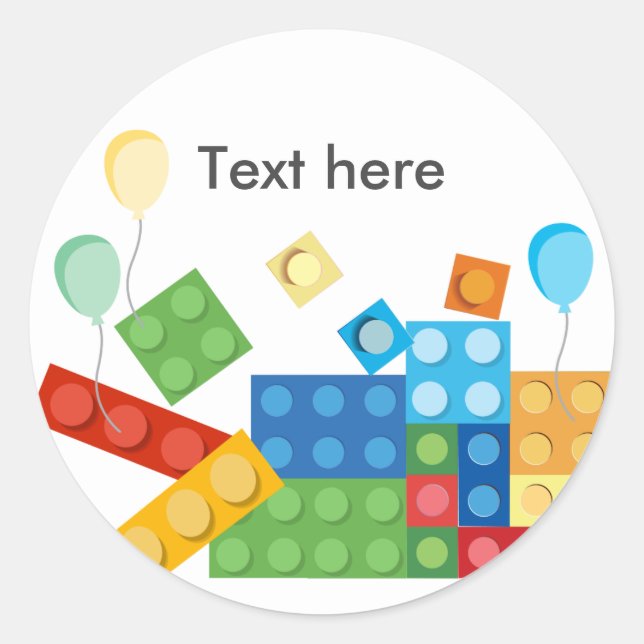 Sticker Rond briques de construction, bloc, brique de jouets (Devant)