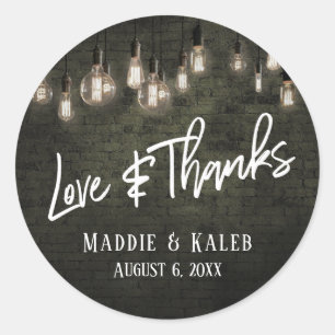 Sticker Rond Briques gris foncé Edison Lights Love & Thanks