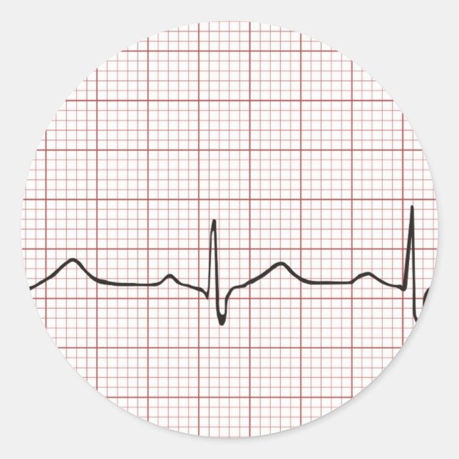Sticker Rond Brise cardiaque EKG sur papier graphique, pouls Ph (Devant)