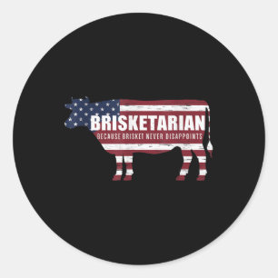 Sticker Rond Brisketarian Brisket Bbq Humour Crude Barbecue