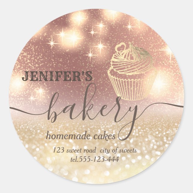 Sticker Rond Broche à rouleaux et whisky chef script boulangeri (Devant)