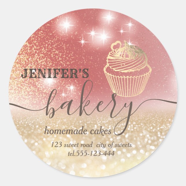 Sticker Rond Broche à rouleaux et whisky chef script boulangeri (Devant)