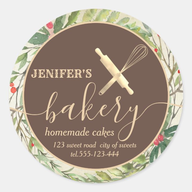 Sticker Rond Broche botanique de vacances & whisky chef boulang (Devant)