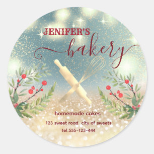Sticker Rond Broche et whisky de vacances chef script boulanger