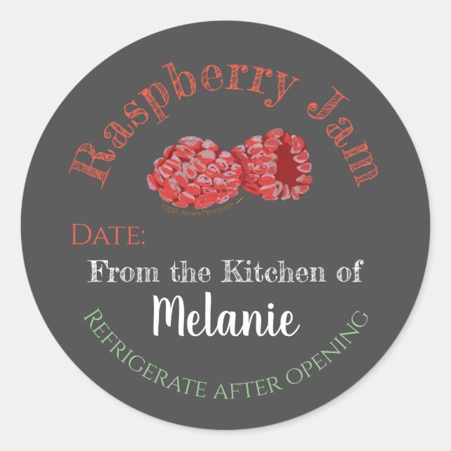 Sticker Rond Brochure à confiture de framboise artisanale (Devant)