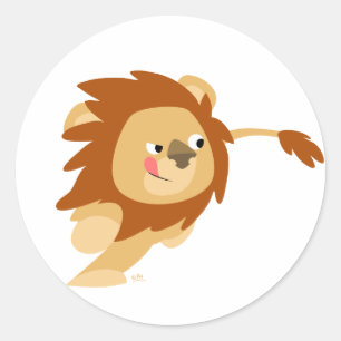 Sticker Rond Brochure caricaturale Lion