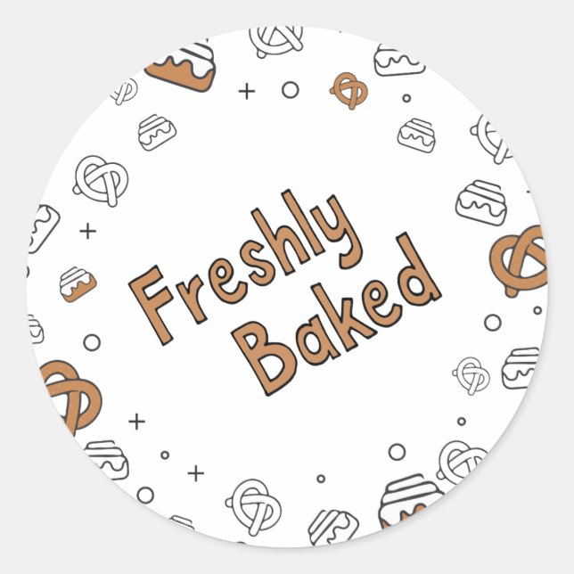 Sticker Rond Brochure de boulangerie fraîchement cuite avec cad (Devant)