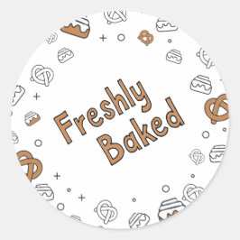 Sticker Rond Brochure de boulangerie fraîchement cuite avec cad