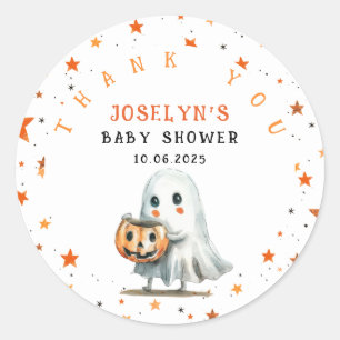 Sticker Rond BROCHURE Ghost mignonne avec Halloween Motif étoil