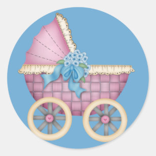 Sticker Rond Brochure pour bébés/couleur rose du chariot - au