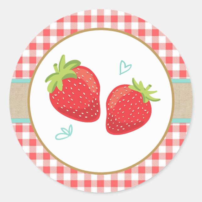 Sticker Rond Brochures d'anniversaire de fraises Pique-nique d' (Devant)