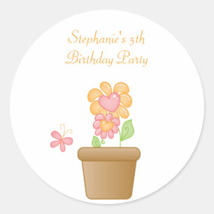 Sticker Rond Brochures de fête d'anniversaire de jardin de papi
