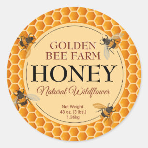 Sticker Rond Broderie abeilles et peigne de miel