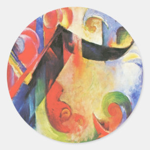 Sticker Rond Broken Forms par Franz Marc, Art Abstrait Vintage