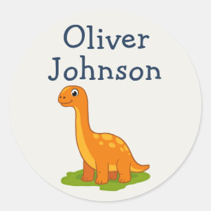 Sticker Rond Brontosaurus Personnalisé Enfant Nom Dinosaure Mig