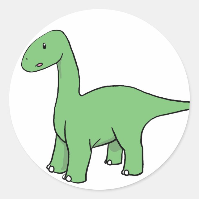 Sticker Rond Brontosaurus vert mou (Devant)
