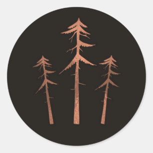 Sticker Rond Bronze de cuivre grands pins Mariage rustique