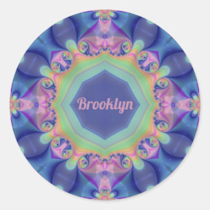 Sticker Rond BROOKLYN ~ Pastel Abstrait Motif Kaleidoscope ~