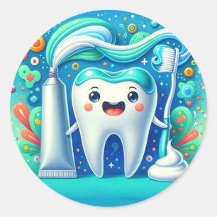 Sticker Rond Brosse à dents, dentiste dentaire