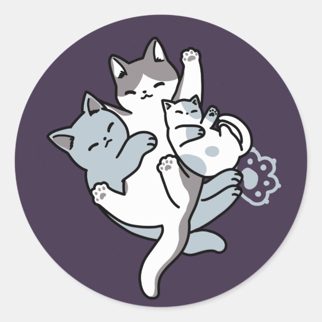 Sticker Rond Brosse à lait - Chats à couchage mignon (Devant)