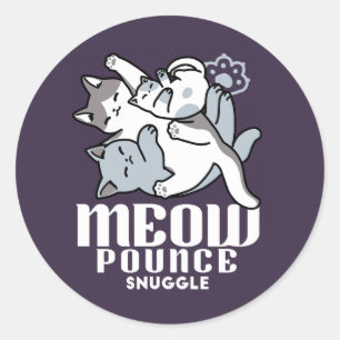 Sticker Rond Brosse à lait - Chats à couchage mignon