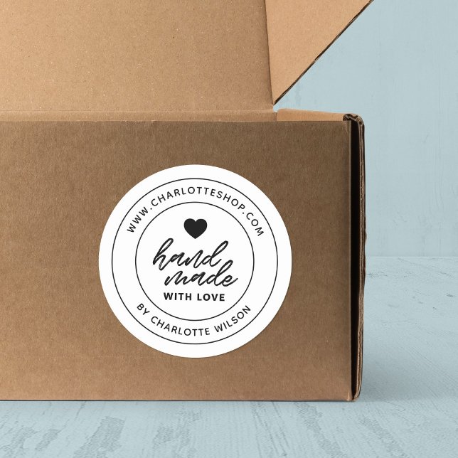 Sticker Rond Brosse moderne fait à la main avec coeur d'amour (Créateur téléchargé)