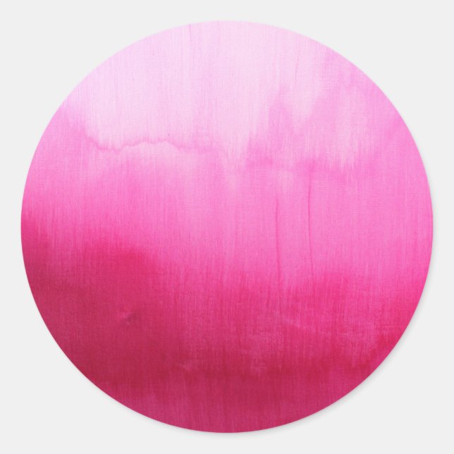 Sticker Rond Brosses à peinture d'aquarelle fuchsia moderne (Devant)