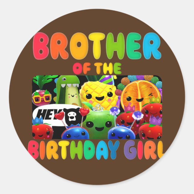 Sticker Rond Brother Of The Birthday Girl Fruit Birthday (Devant)