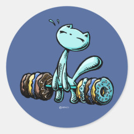 Sticker Rond Brouilles : Faiblesse pour les beignets (bleu)