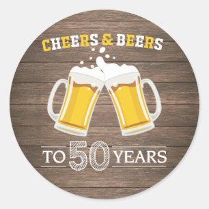 Sticker Rond Brours et bières rustiques à 50 ans