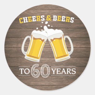 Sticker Rond Brours et bières rustiques à 60 ans