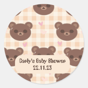 Sticker rond Brown à oreille jaune Plaid classique