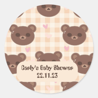 Sticker rond Brown à oreille jaune Plaid classique