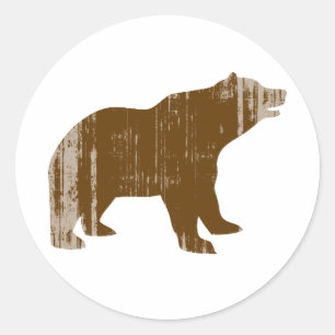 Sticker Rond BROWN BEAR en détresse