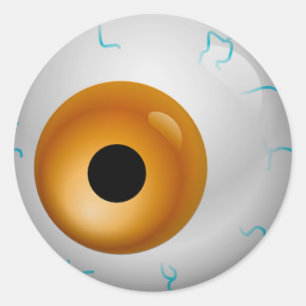Sticker Rond Brown Blooshot Zombie Eyeball Halloween