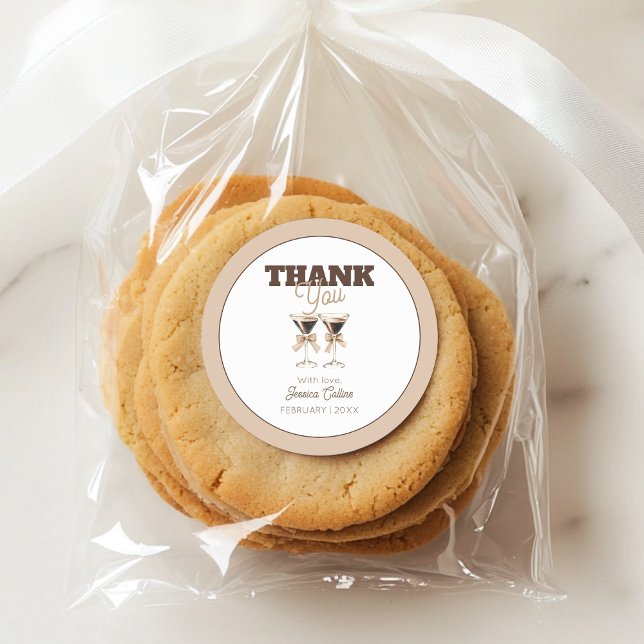 Sticker Rond Brown Espresso Martini 30e anniversaire Merci (Brown Espresso Martini 30th Birthday Thank You Classic Round Sticker)