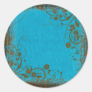 Sticker Rond Brown Et Turquoise