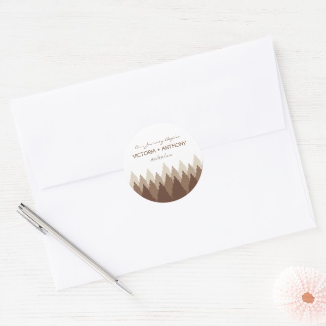 Sticker Rond Brown Forest Range Woodland Wedding Faveur (Enveloppe)